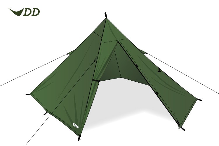 2m en toile Tente pyramidale de camping de grande tente tipi pour 1 à 2  personne